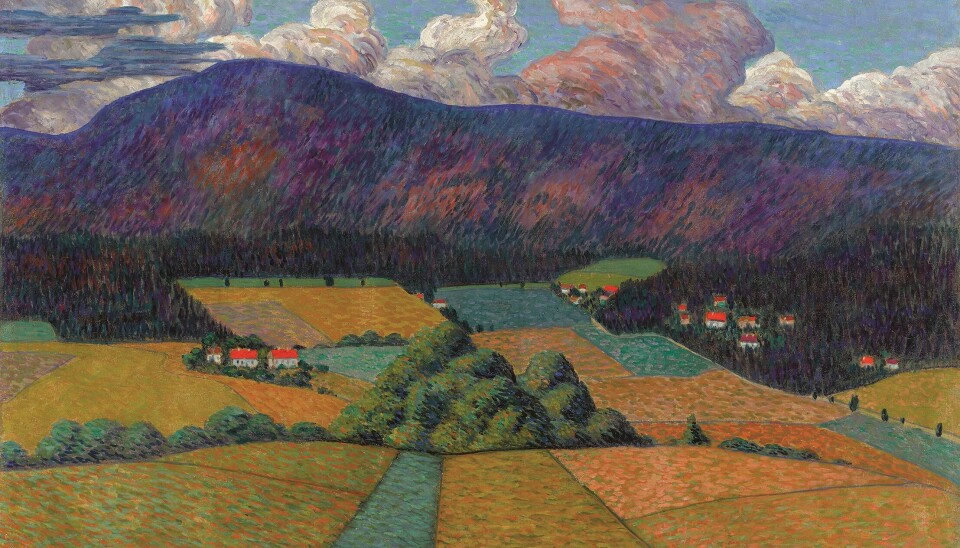 Konrad Mägi malte flere landskap i Norge. Her bildet Norsk landskap 1909.